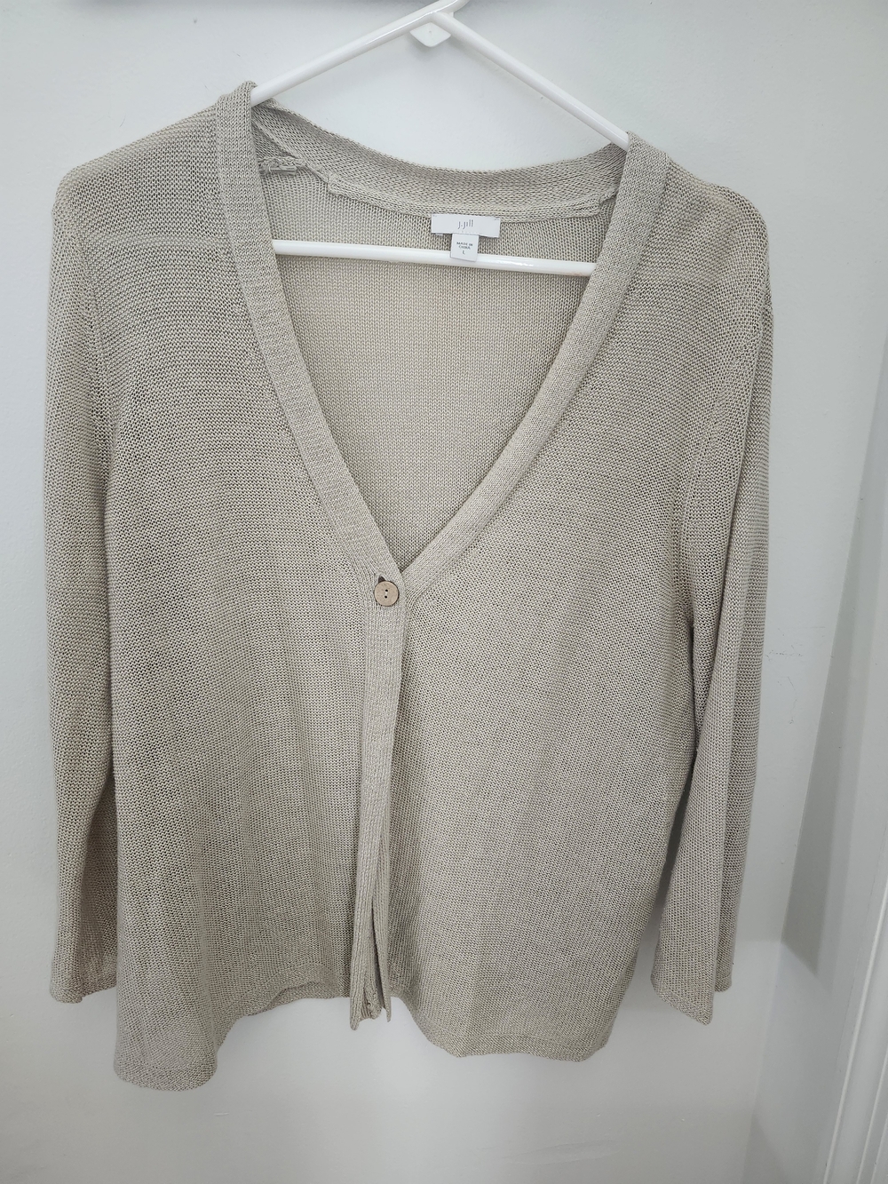 Light Beige V-Neck Button Cardigan Sweater